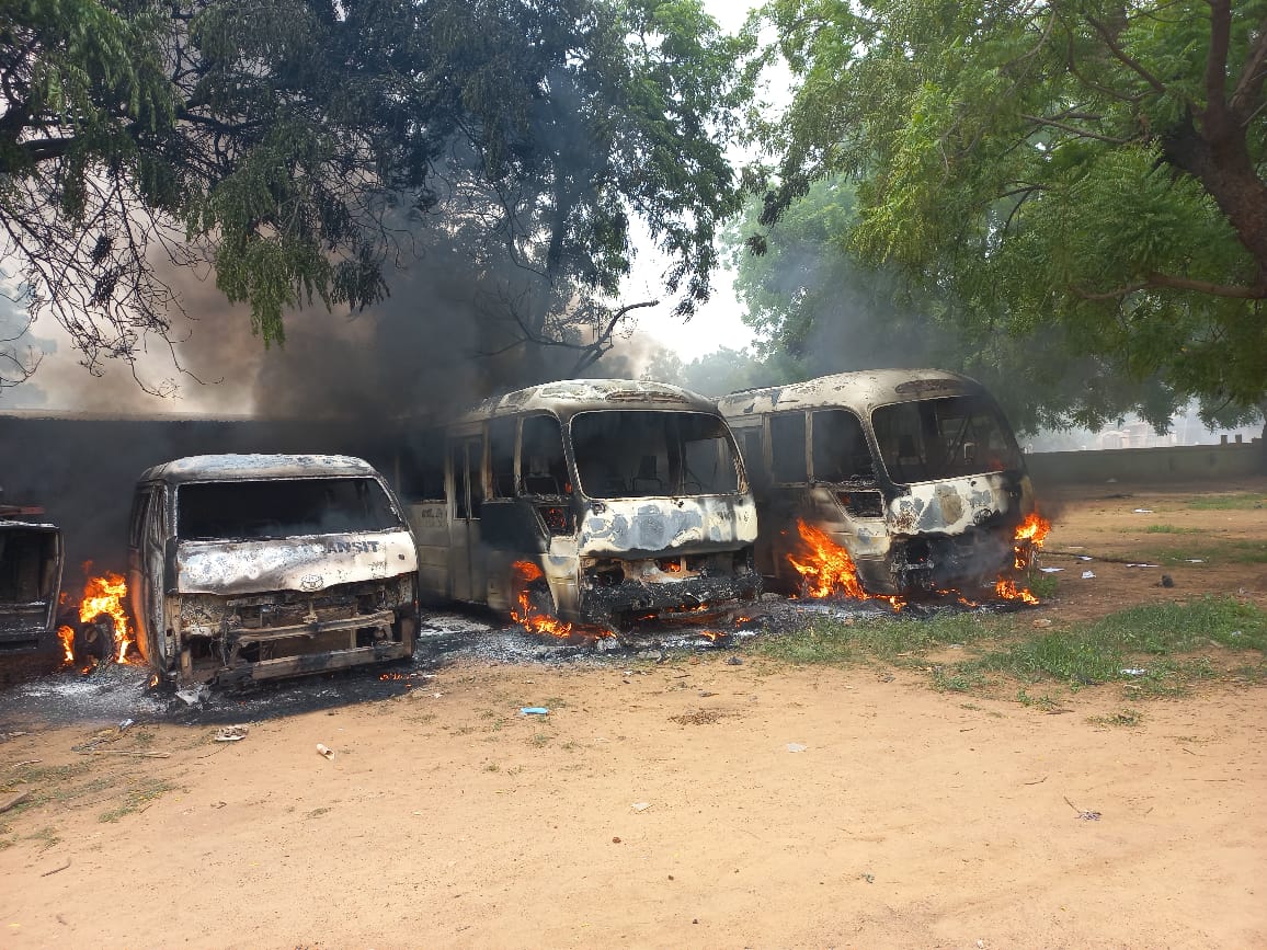 Protests: Seven Buses Burned in Yobe; Curfew Imposed in Three LGAs